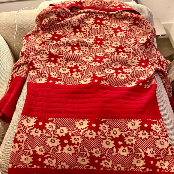 Moth Anthropologie Red Cream Cardigan Knit Sweater Jacket XS - Picture 4 of 5